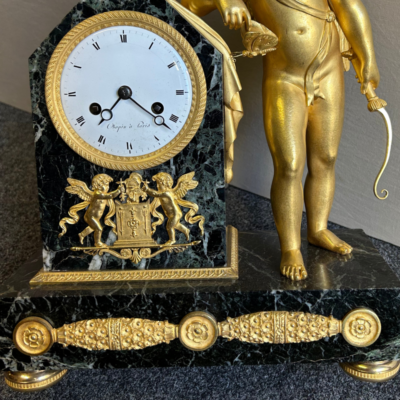 Orologio Impero da collezione in bronzo e marmo